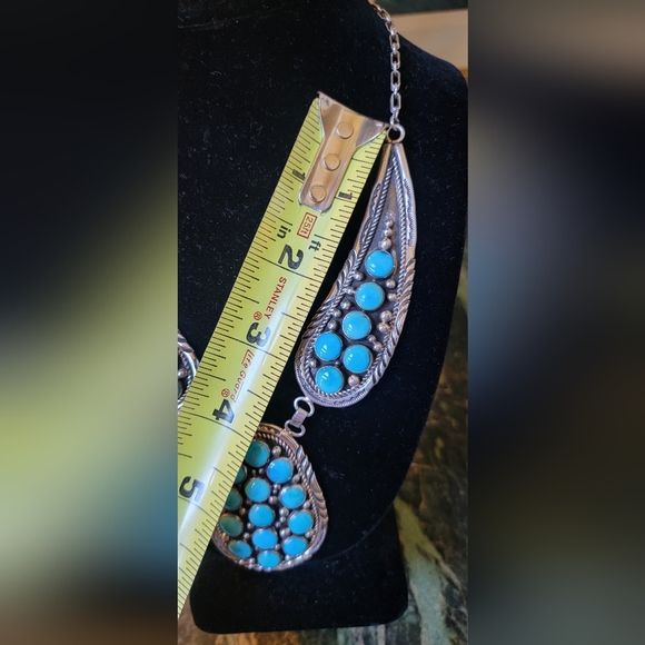 NEW CHARLES JOHNSON NATIVE AMERICAN NAVAJO STERLING SILVER TURQUOISE BIB NECKLAC - Picture 13 of 14